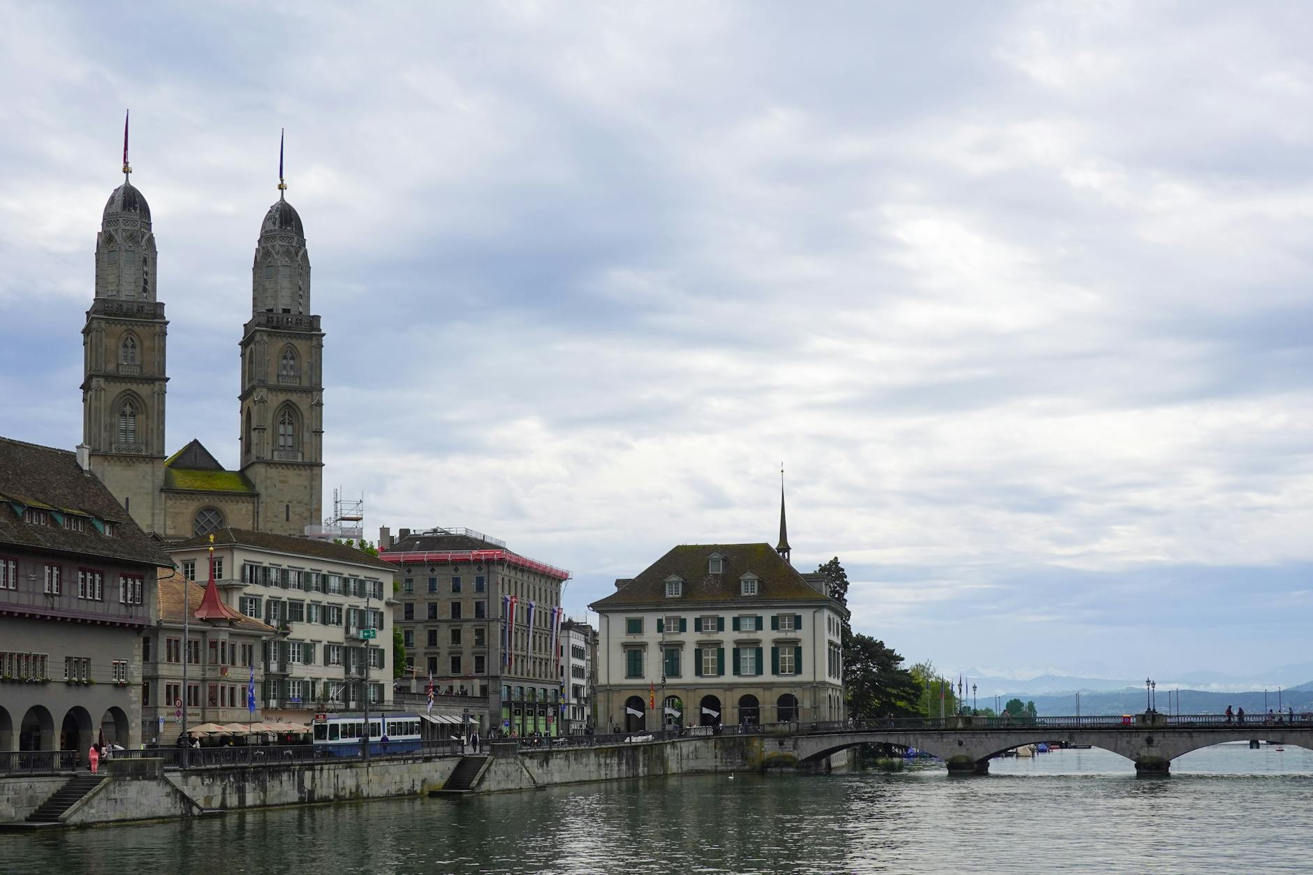 Zurich river and skyline context for first arrival orientation.
