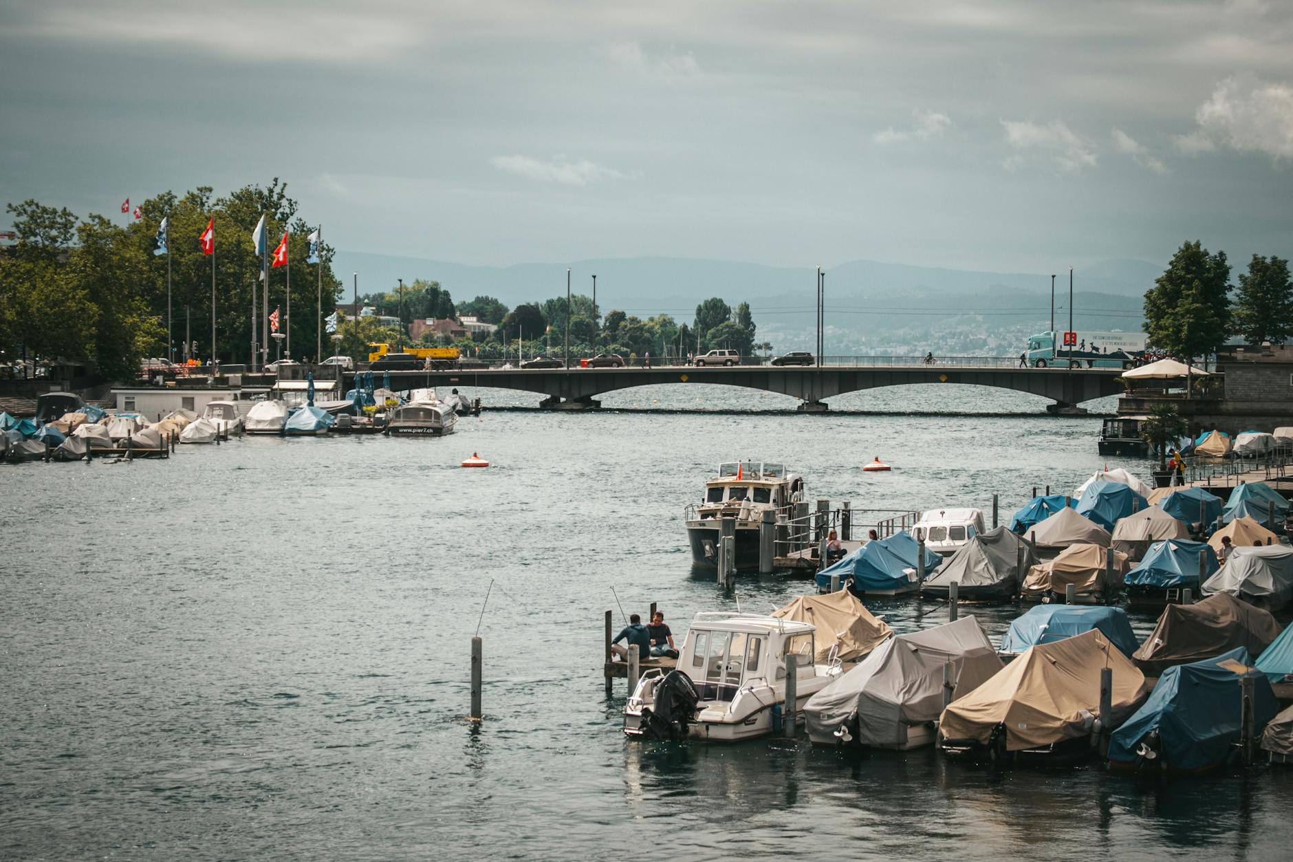 Zurich boats and bridge context for old-town walking decisions.