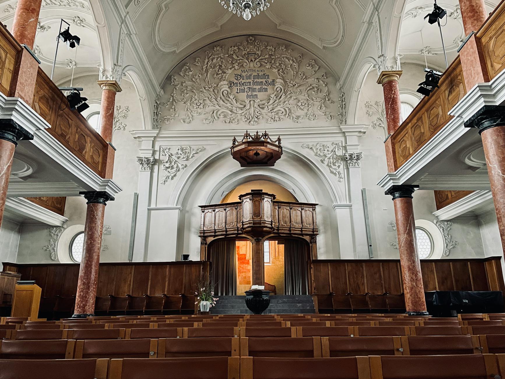 Historic Zurich church interior context for pilgrimage budgeting and quiet time.