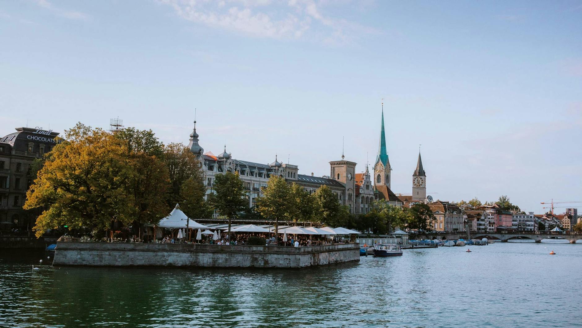 Zurich riverside historic architecture context for religious Old Town routing.