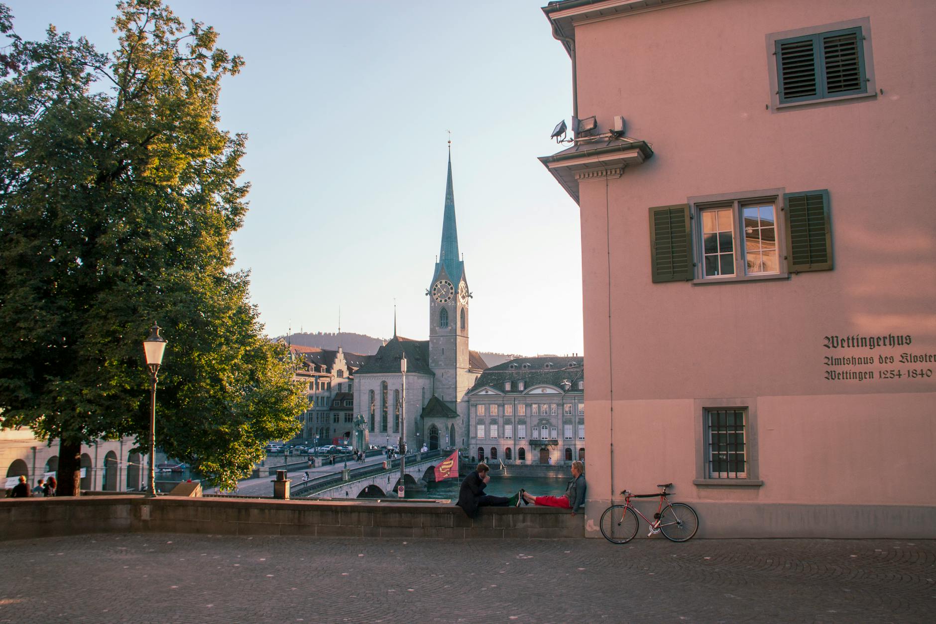 Zurich Fraumunster and bridge context for first-meeting arrival planning.