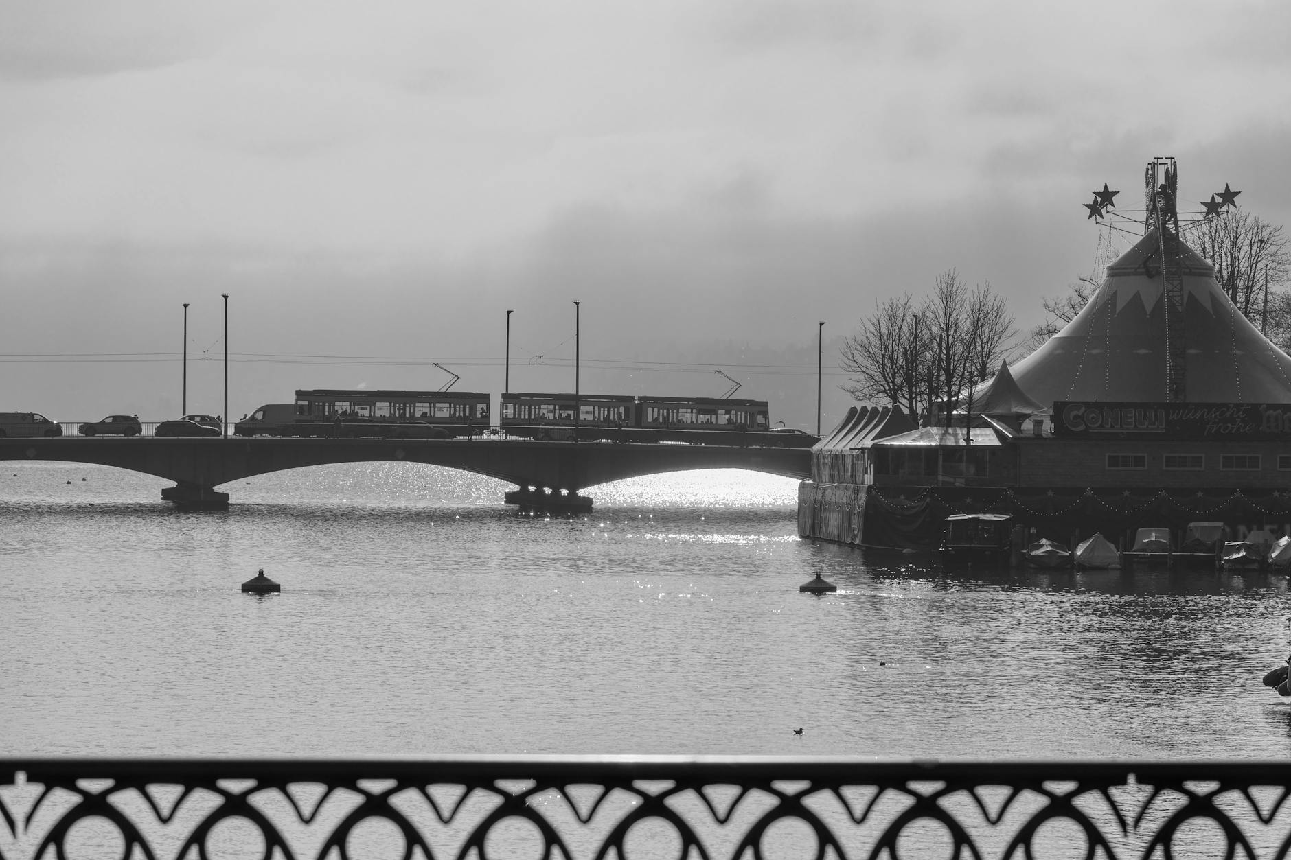 Zurich bridge and winter setting context for sales trip cost and weather planning.