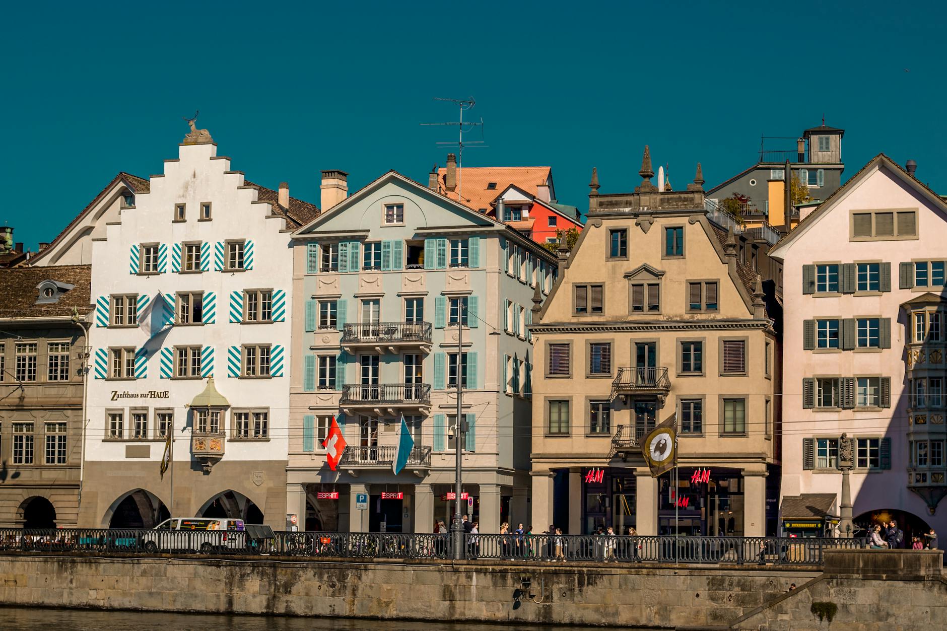 Zurich old-town townhouses context for solo hotel base decisions.