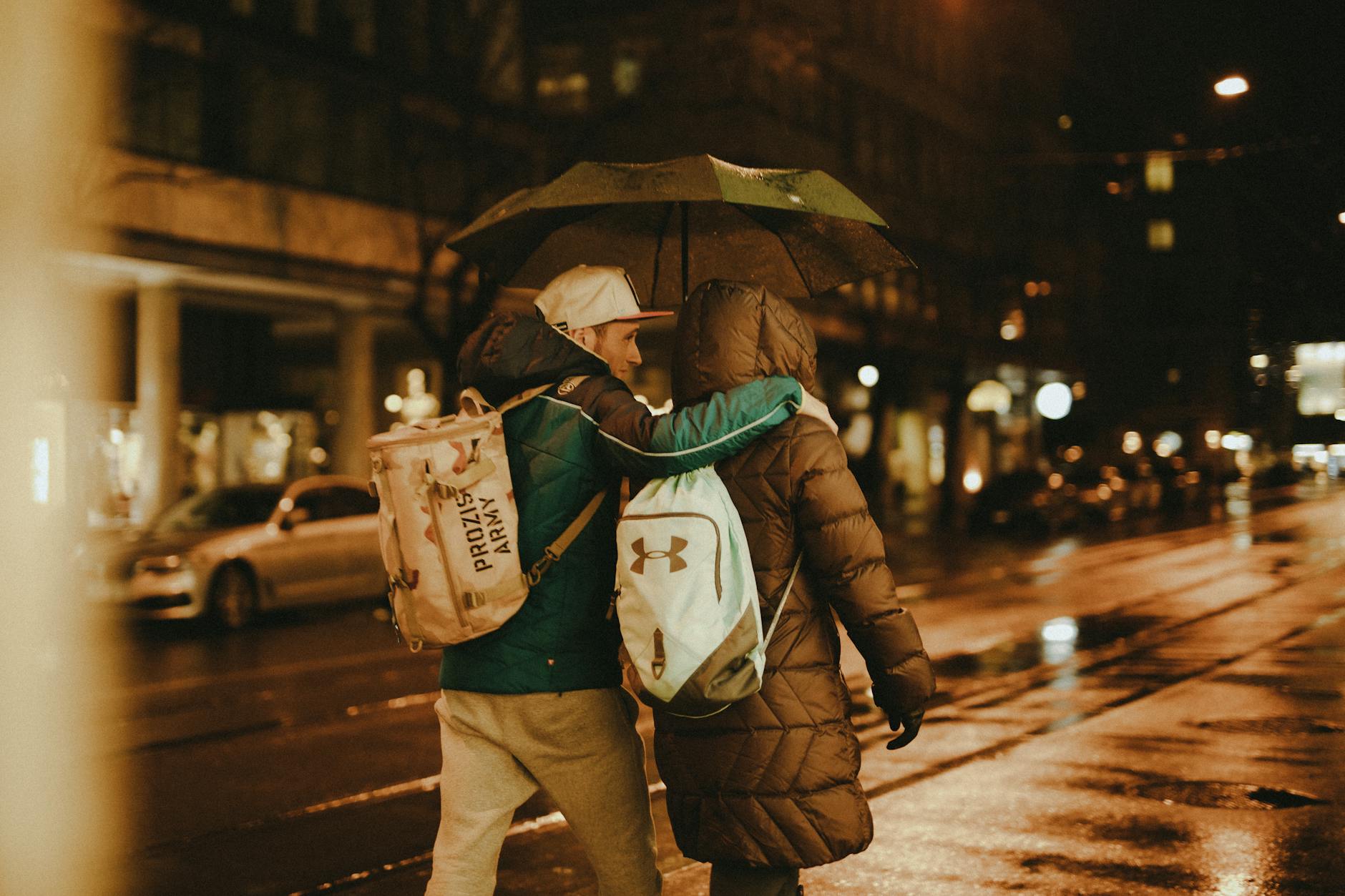 Rainy Zurich street context for student transit and evening routes.