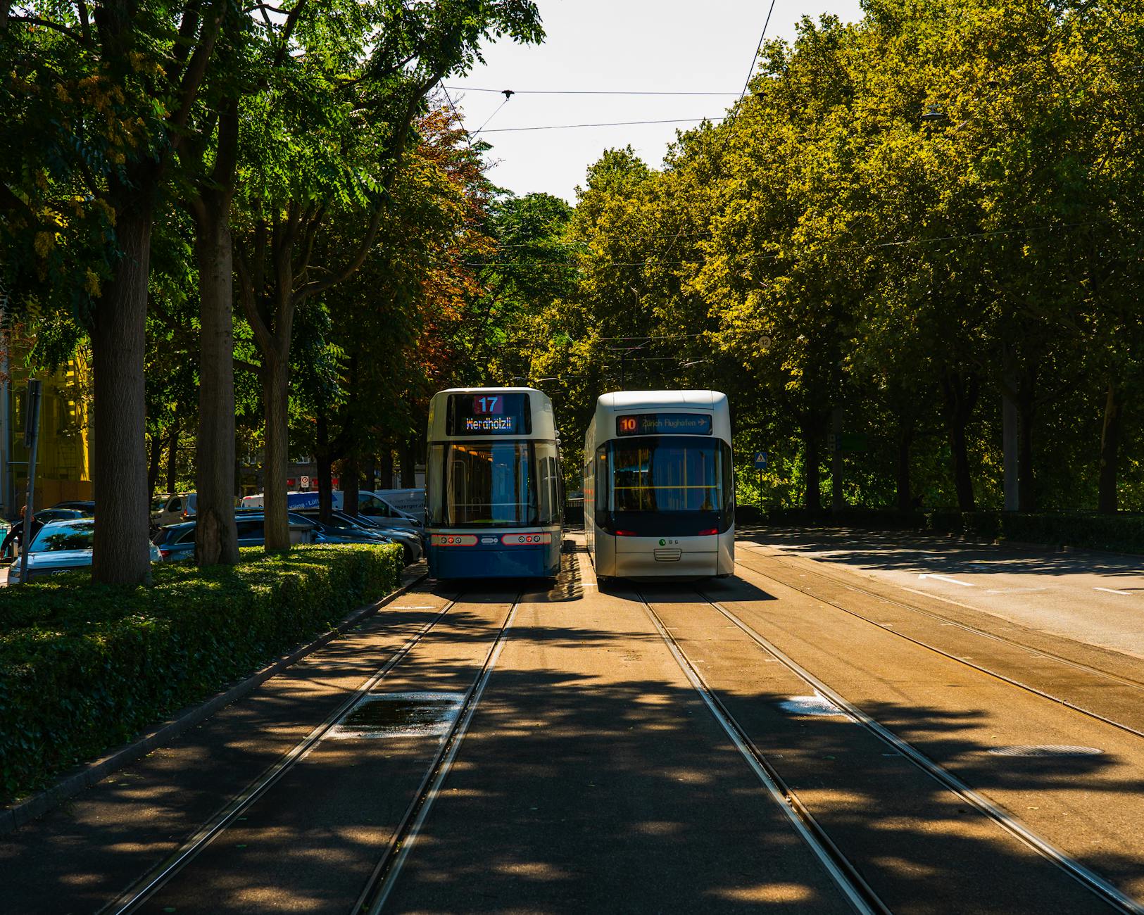 Zurich tram street context for transit ticket and zone planning.