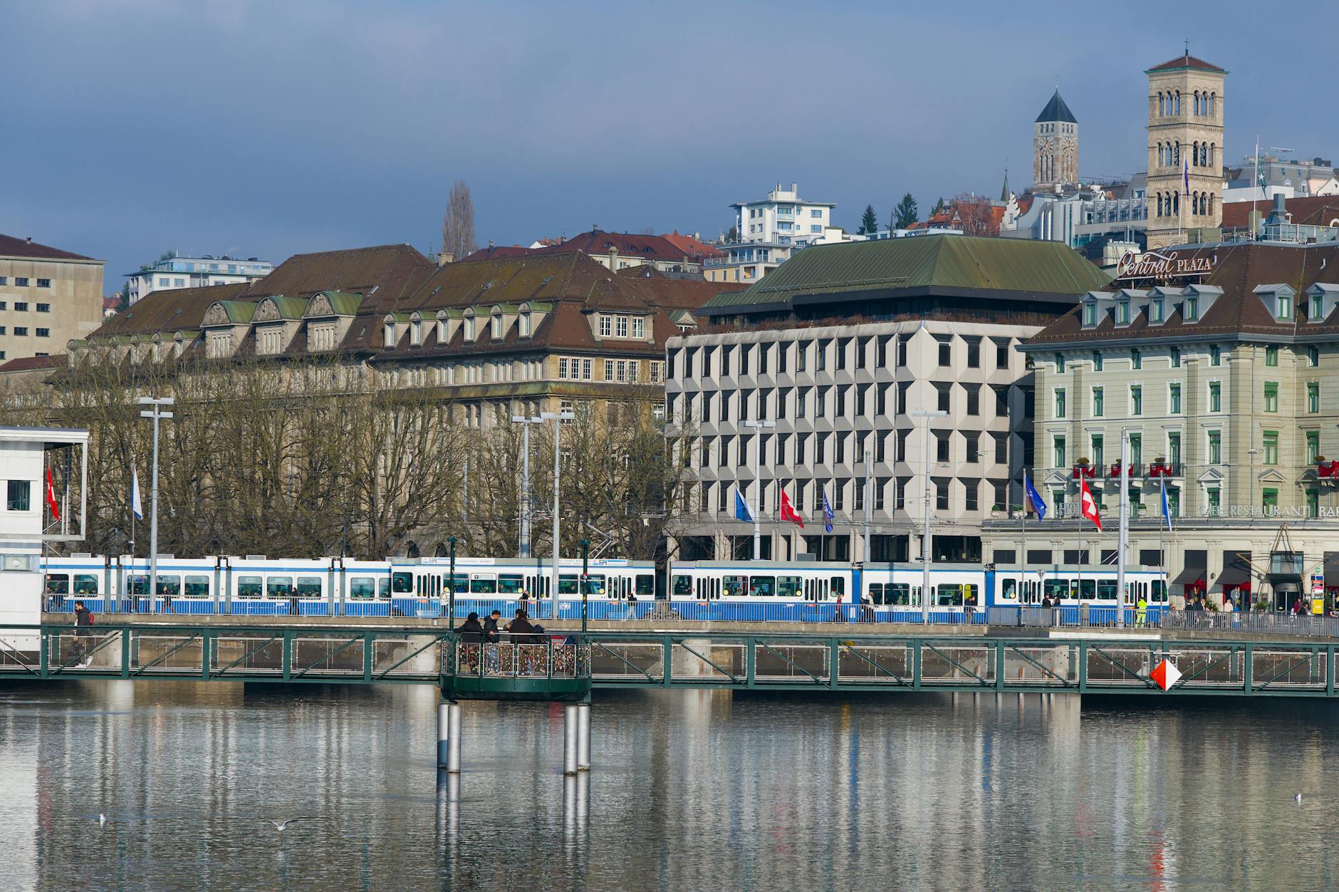 Zurich tram and river view context for low-strain activity choices.