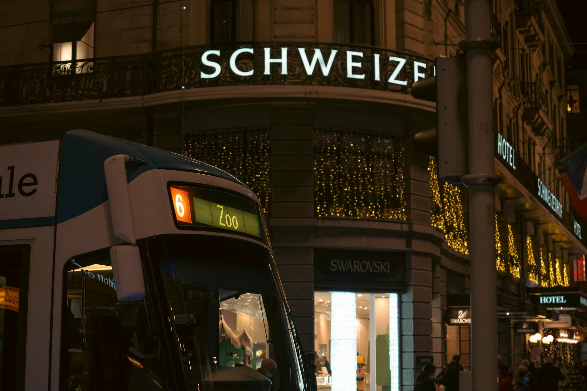 Zurich evening tram scene context for weather and route contingencies.