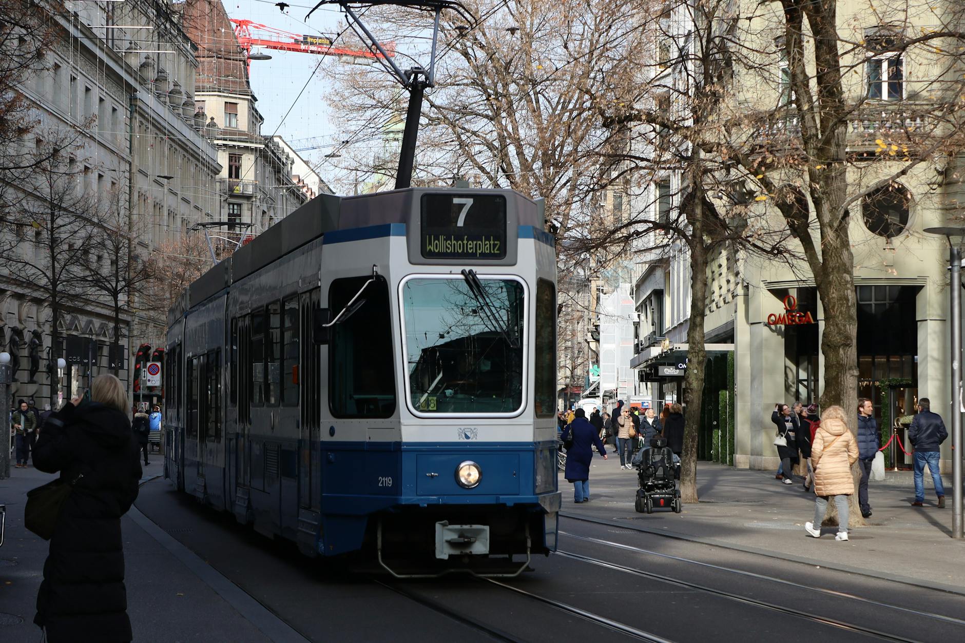 Tram on Bahnhofstrasse in Zurich.