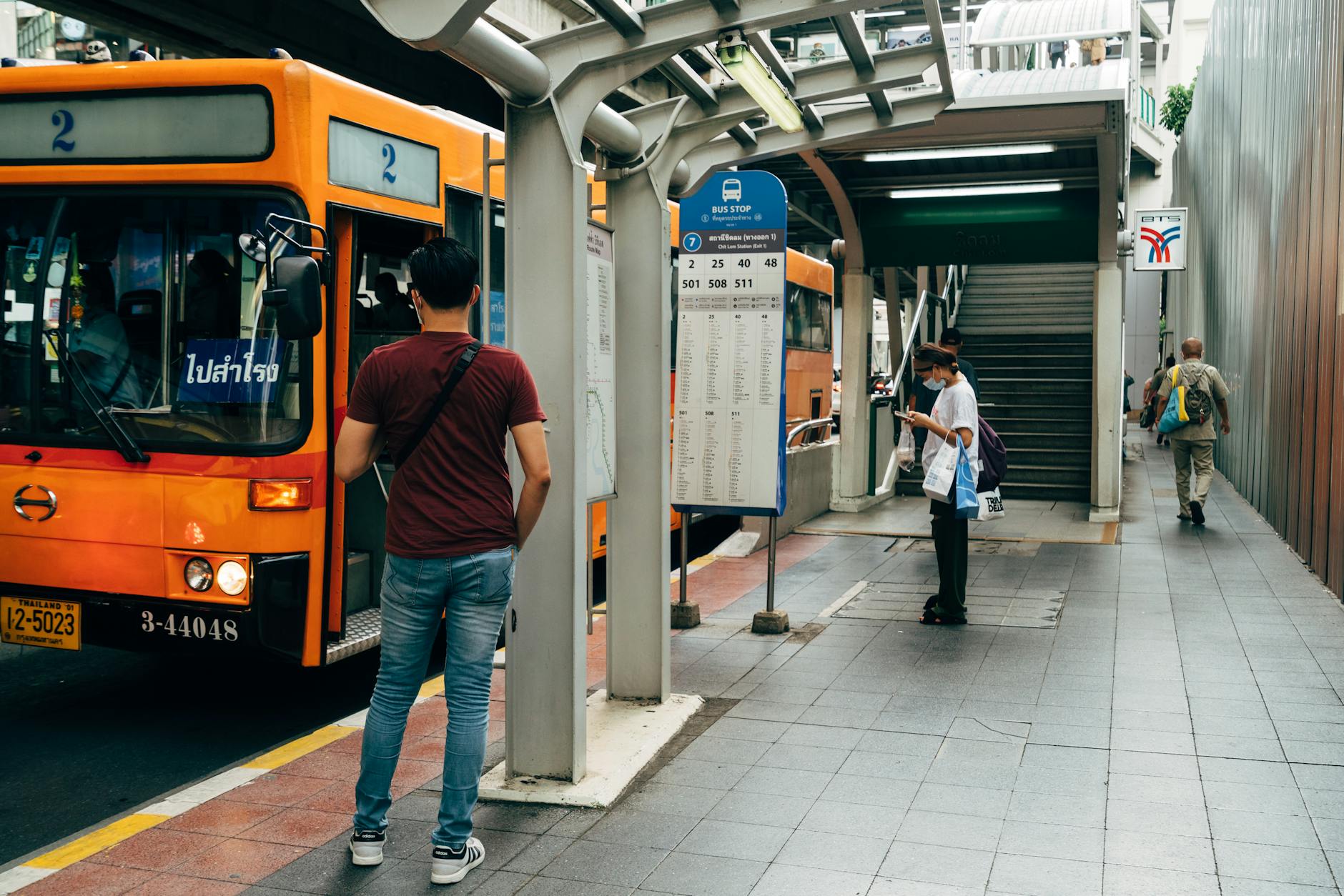 Bangkok metro train at an underground station.