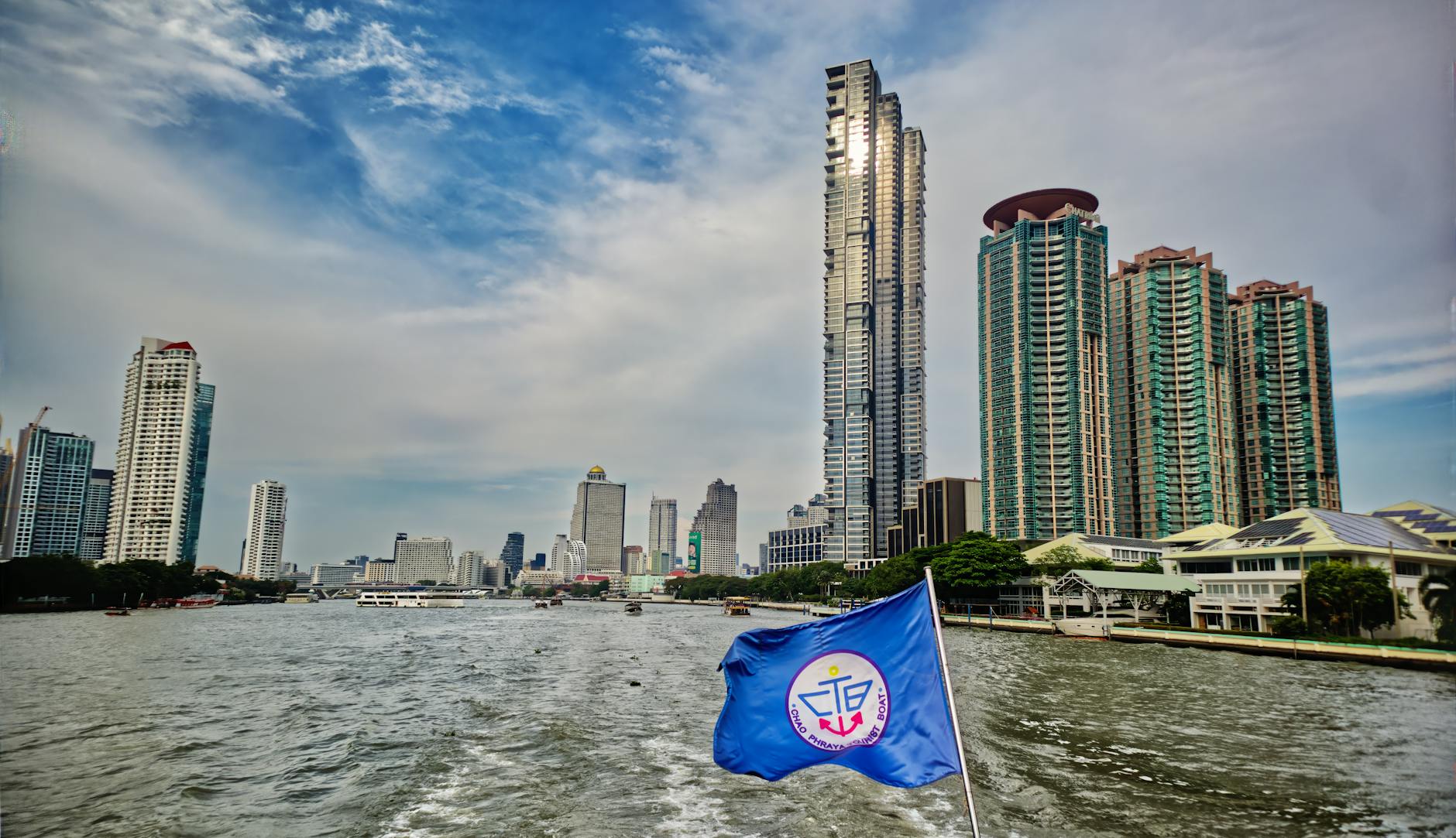 Bangkok river ferry crossing the Chao Phraya.