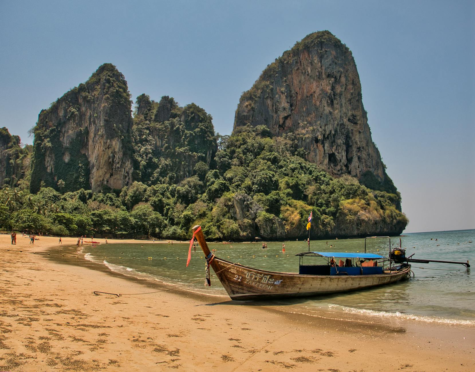 Longtail boat on a Phuket beach.
