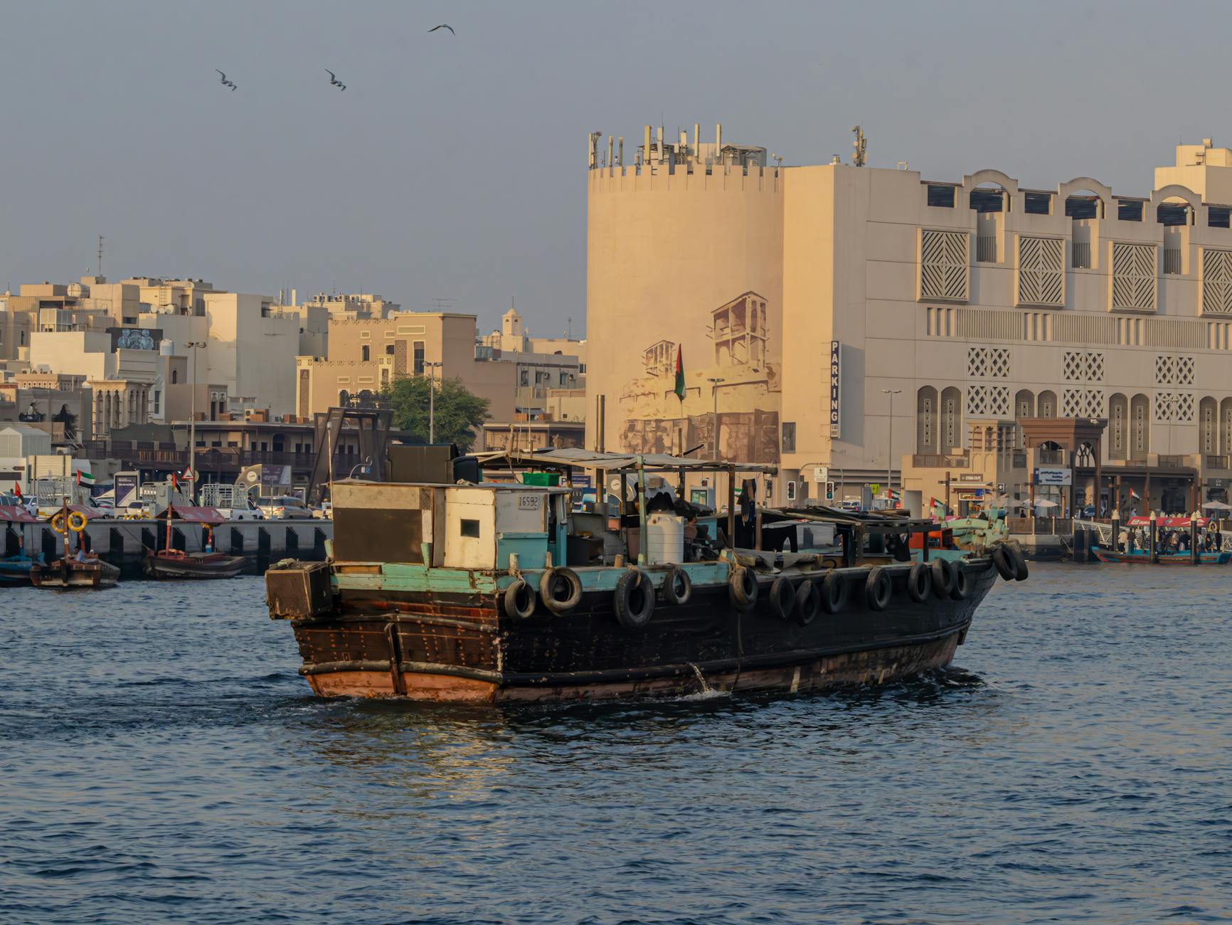Abra boat crossing Dubai Creek.