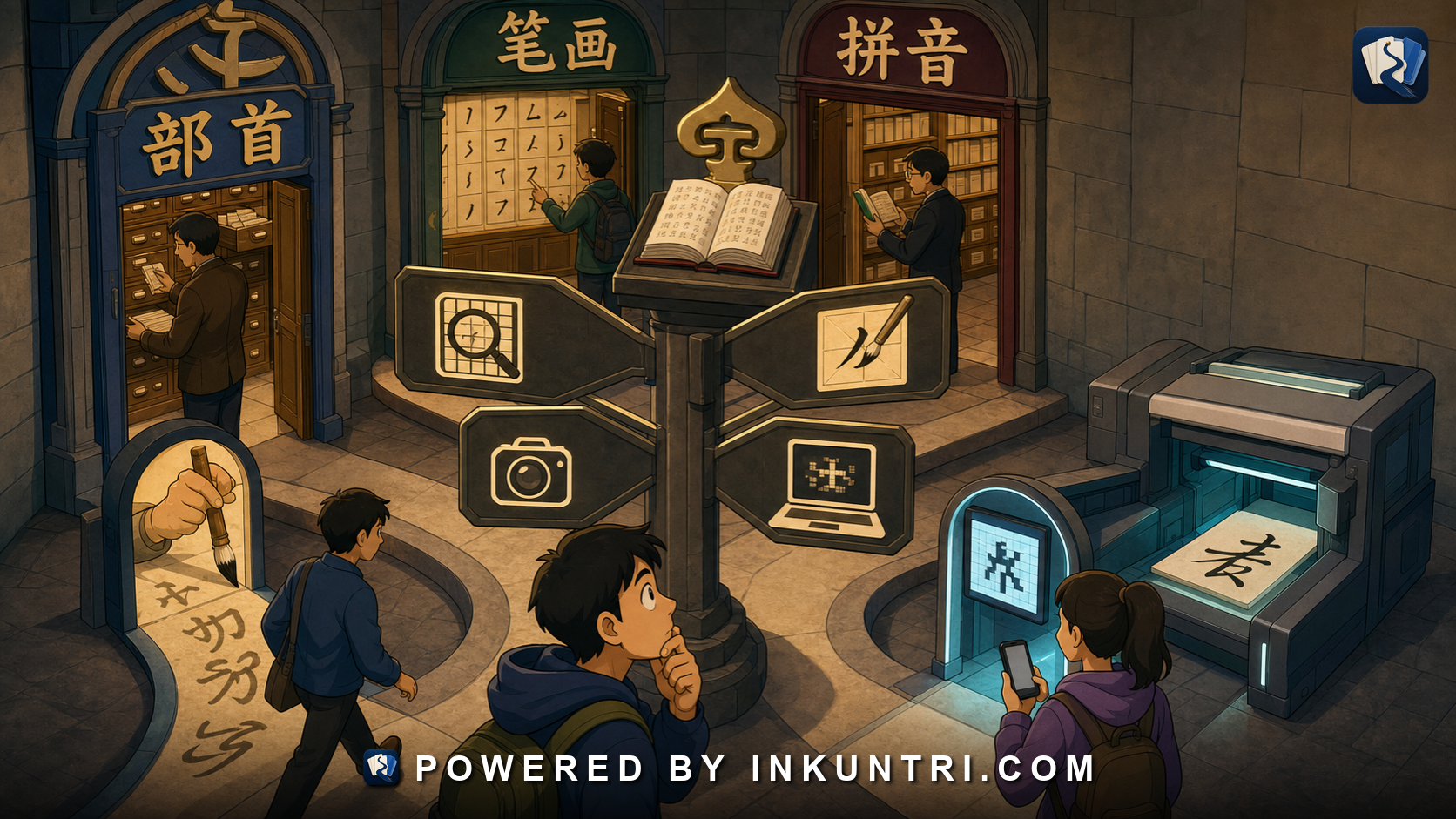 Illustration for How Chinese Dictionaries Index Characters: Radical, Stroke, Pinyin, and Digital Search.
