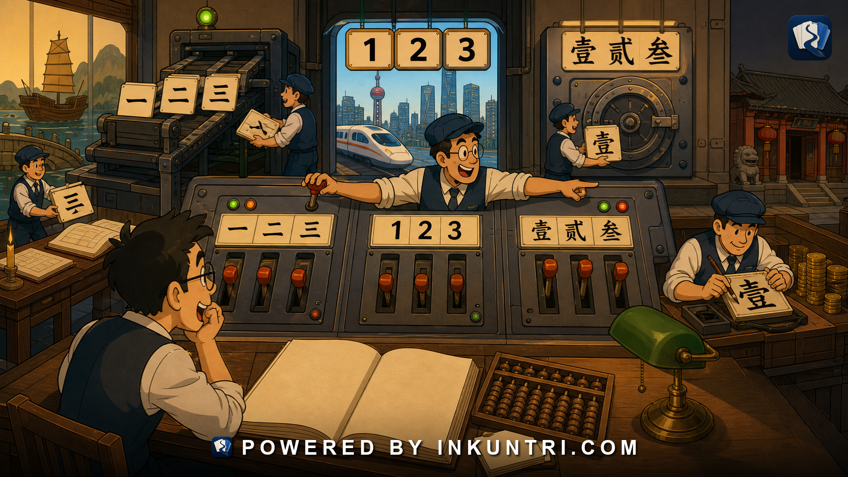 Illustration for Numbers in Chinese Writing: Arabic Digits, Suzhou Numerals, Financial Numerals.