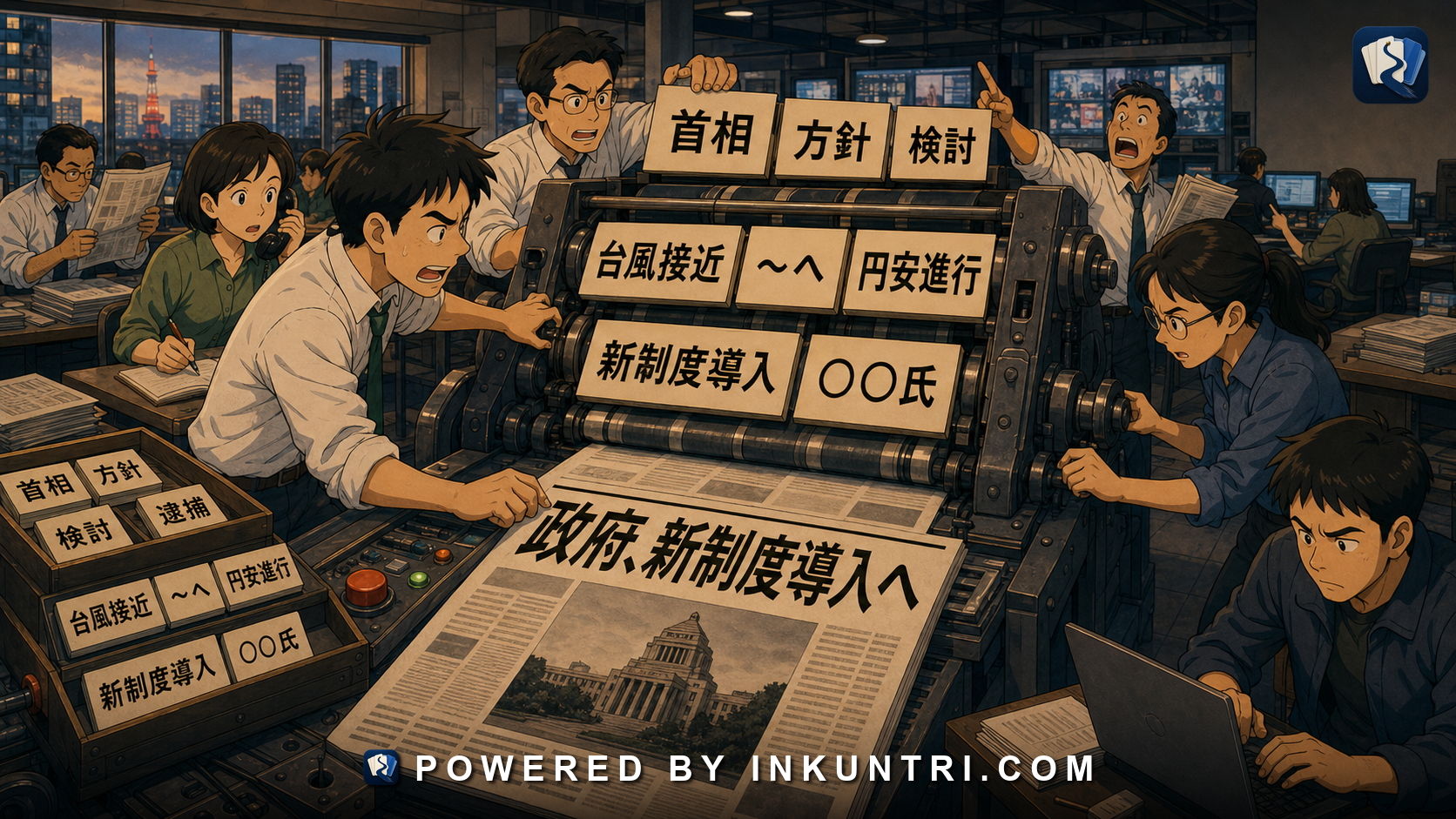 Illustration for Japanese Headline Writing: Compression, Omission, and Kanji Density.