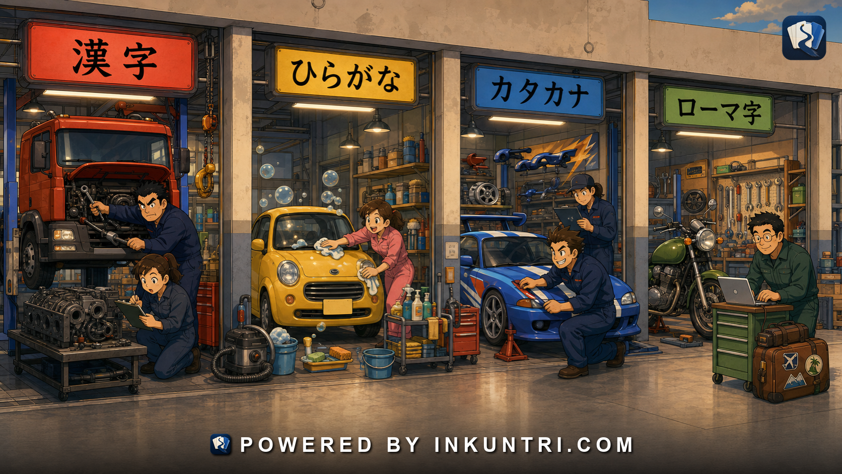 Illustration for Kanji, Hiragana, Katakana, Rōmaji: Four Scripts With Different Jobs.