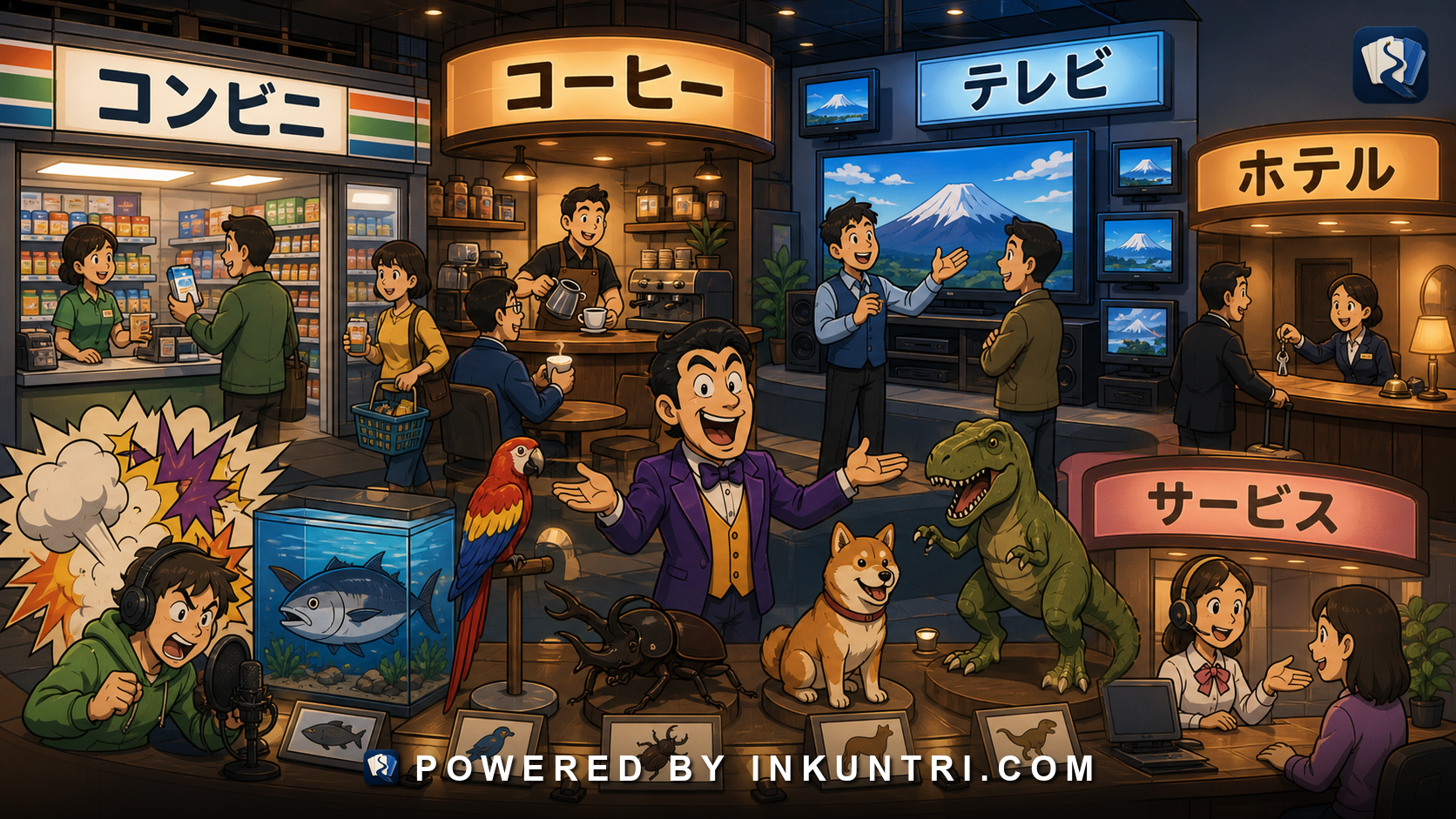 Illustration for Katakana Beyond Loanwords: Emphasis, Species Names, Sound Effects, and Branding.