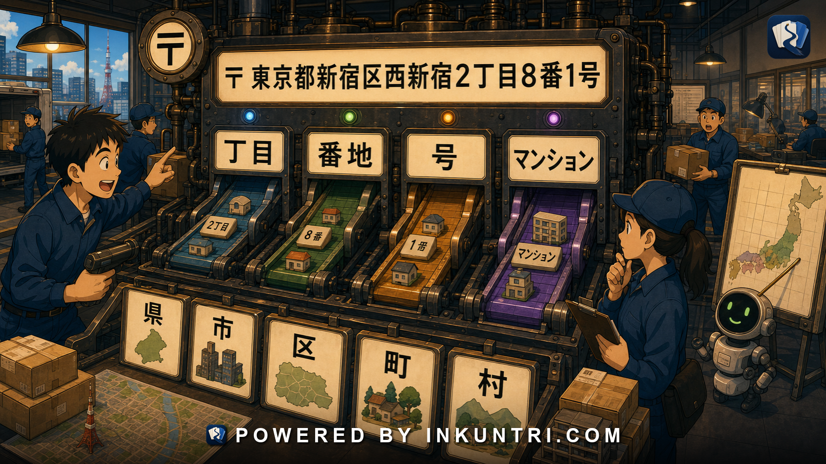 Illustration for Reading Japanese Addresses: Prefecture, Ward, Chōme, Banchi, and Building Names.