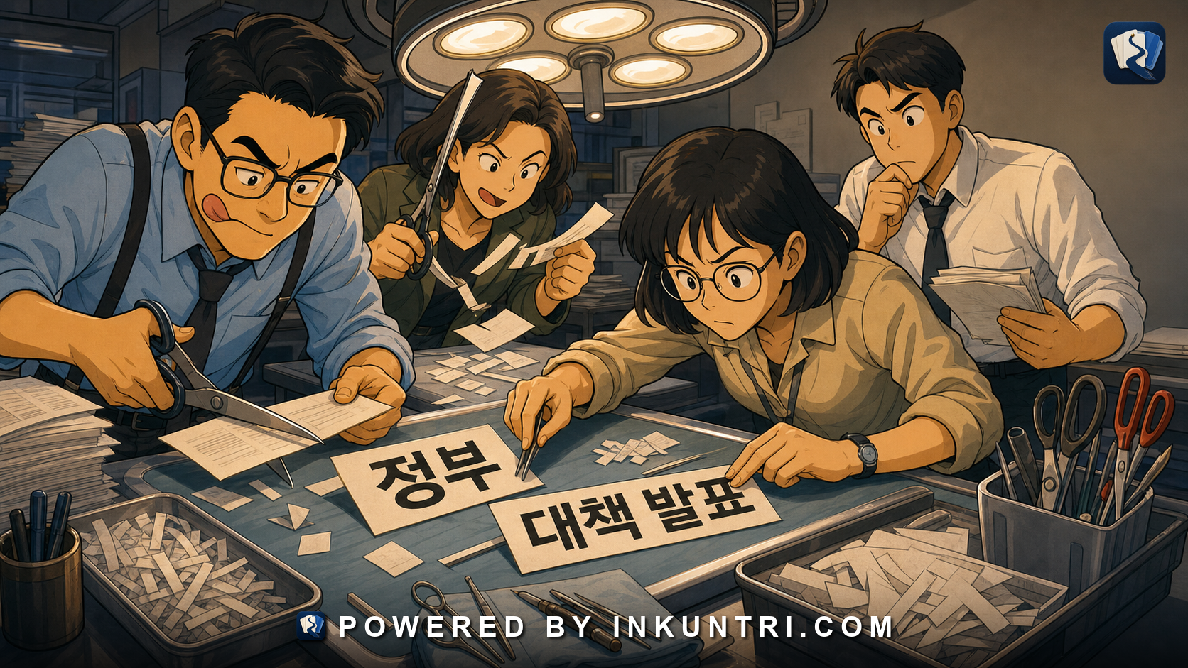 Illustration for Korean Headline Writing: Particles Dropped, Verbs Compressed, Meaning Preserved.