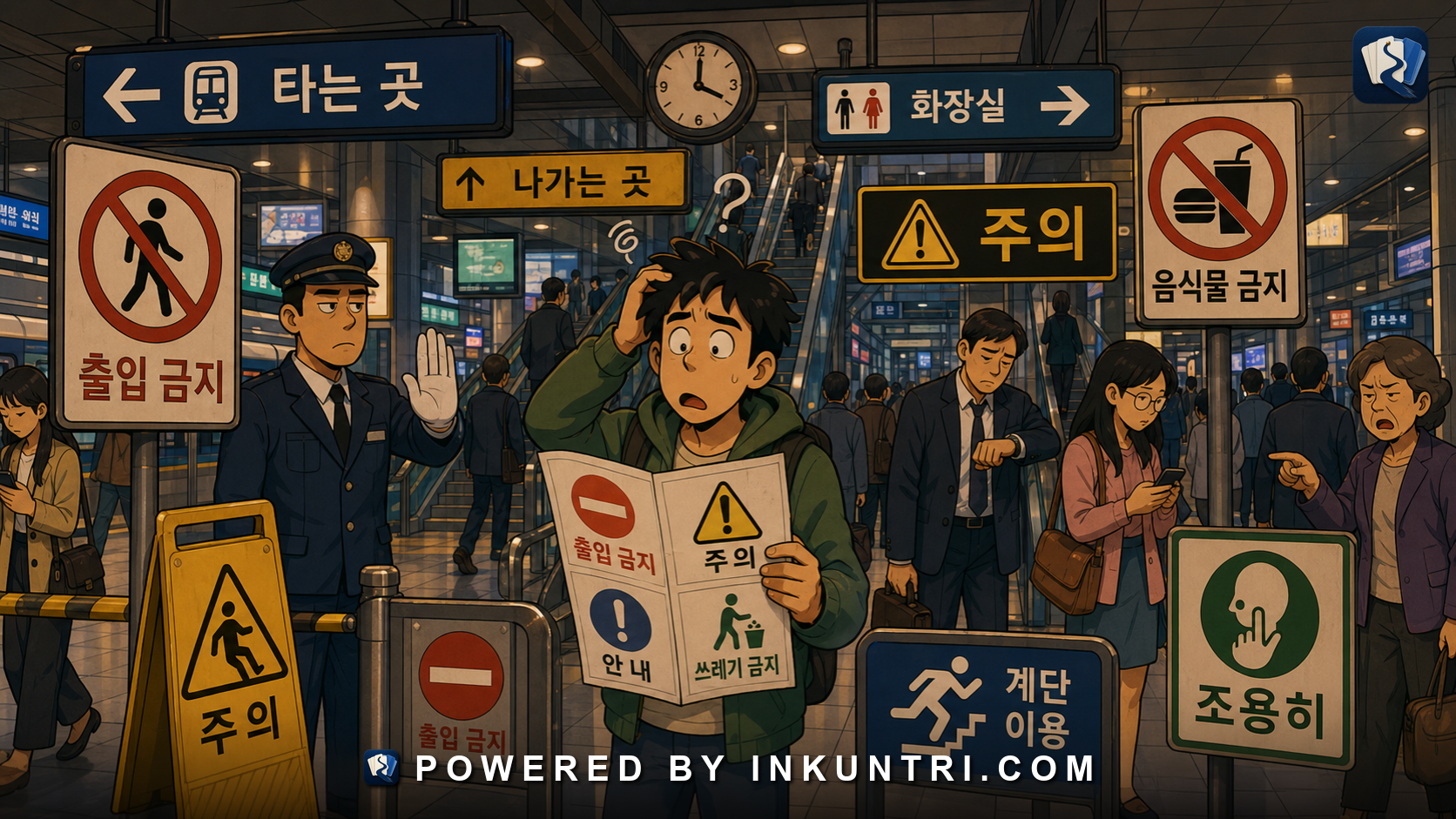 Illustration for Public-Sign Korean: Prohibitions, Requests, Warnings, and Polite Authority.