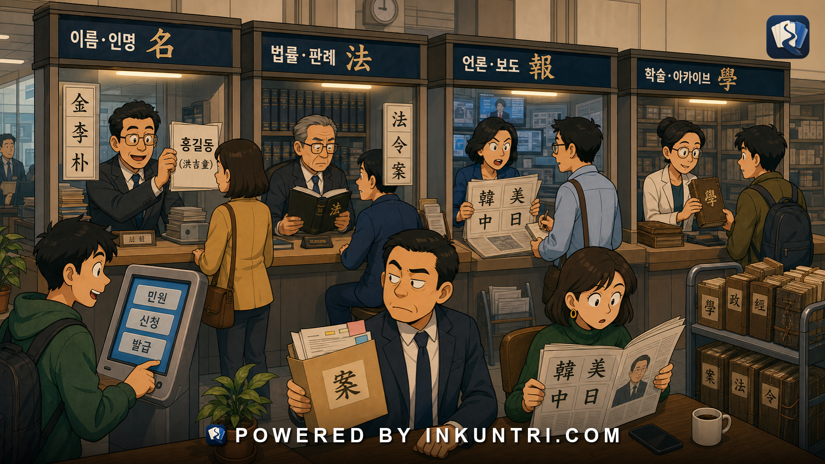 Illustration for When Hanja Still Appears in Korean Names, Law, News, and Academia.