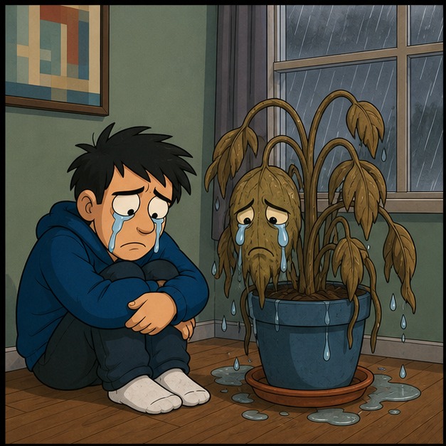 Illustration for грустить; быть грустным