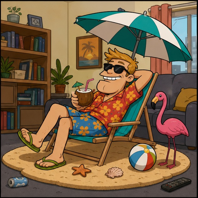 Illustration for уйти в отпуск; отдыхать
