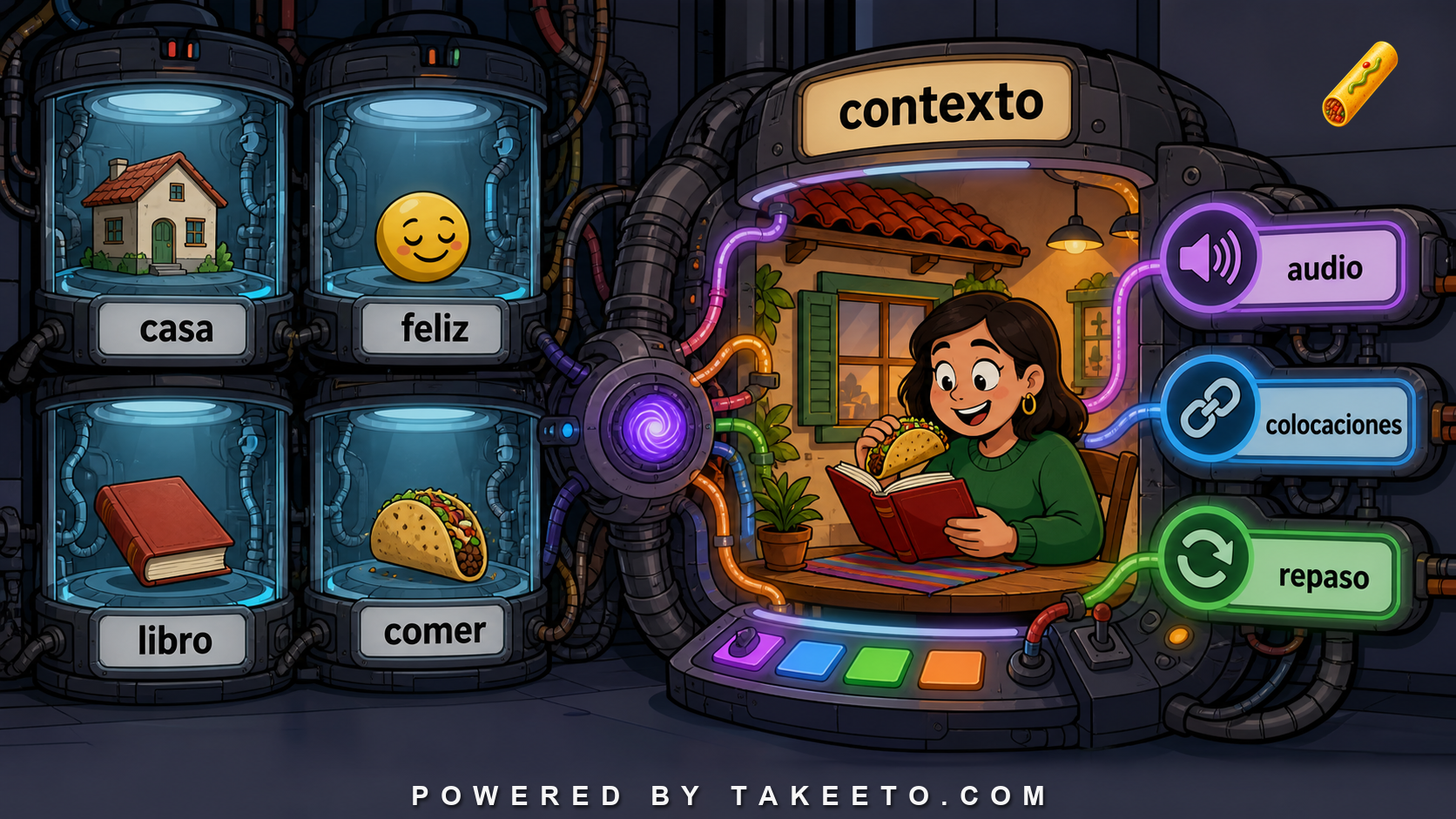 Comic Takeeto blog illustration for Anki, Flashcards, and the Limits of Isolated Vocabulary, covering learning science.